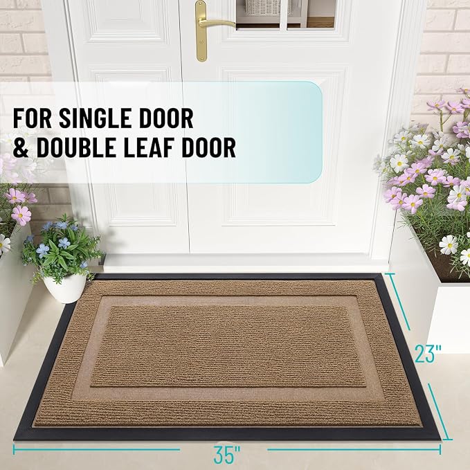 OLANLY Front Door Mat Outside 35x23, All-Season Heavy-Duty Rubber Doormat | - Image 2