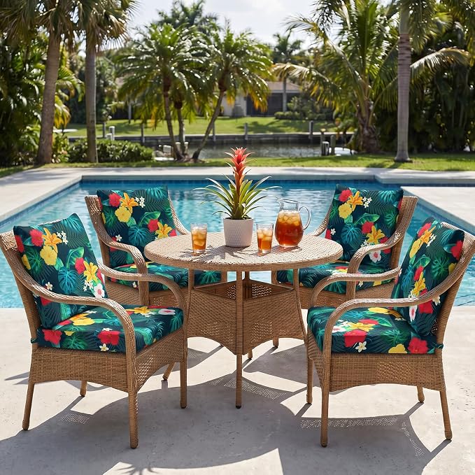 8Pcs Patio Cushion Covers Stretch Outdoor Furniture Protector Slipcovers | - Image 5