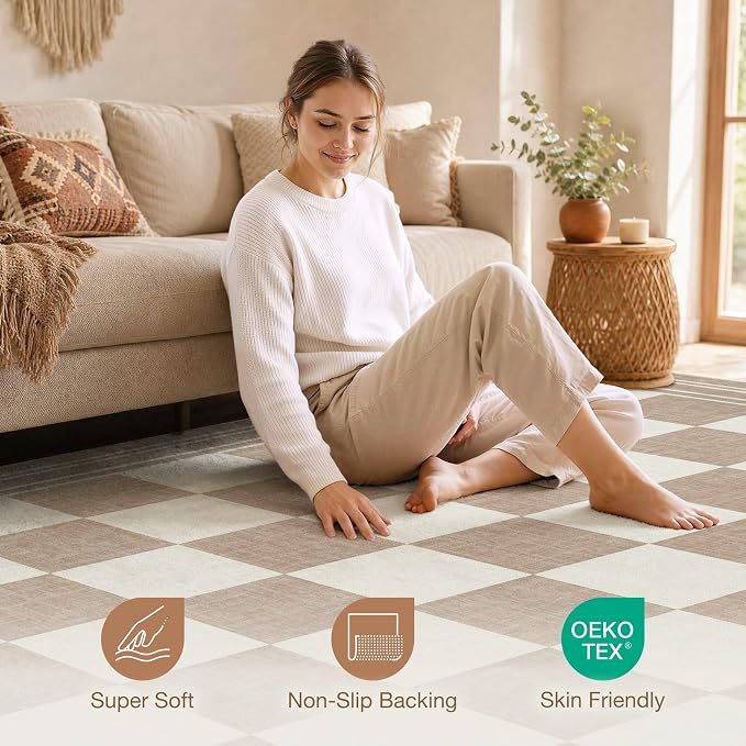 cotiled Boho 5x7 Area Rugs for Living Room: Soft Moroccan Washable Rug | Solve - Image 3