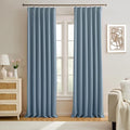 Pinch Pleated Dark Slate Steel Blue Curtains 96 Inches Long, Luxury Room by KEQIAOSUOCAI