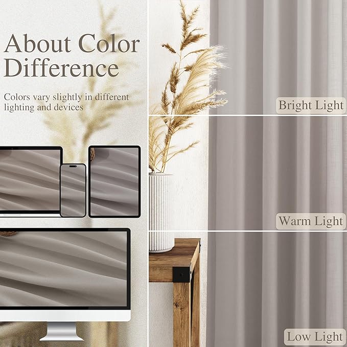 Stone Grey Linen Curtains 108 Inches Long - Image 3