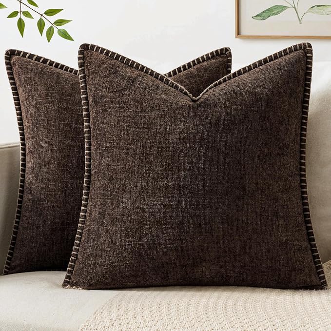 MIULEE Decorative Couch Throw Pillow Covers 20x20 Inch Dark Brown 2 Pack | by MIULEE