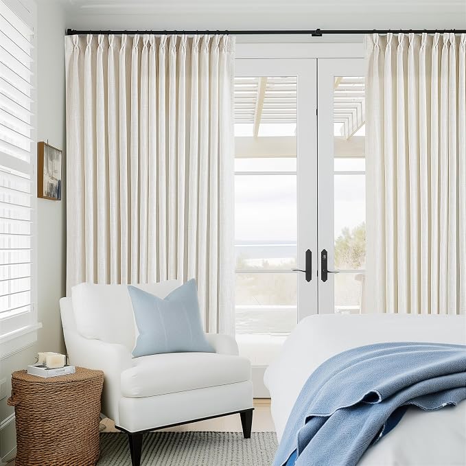 Natural Pinch Pleated Linen 96 Inch Curtains 100 Inch Width | Memory Trained - Image 9