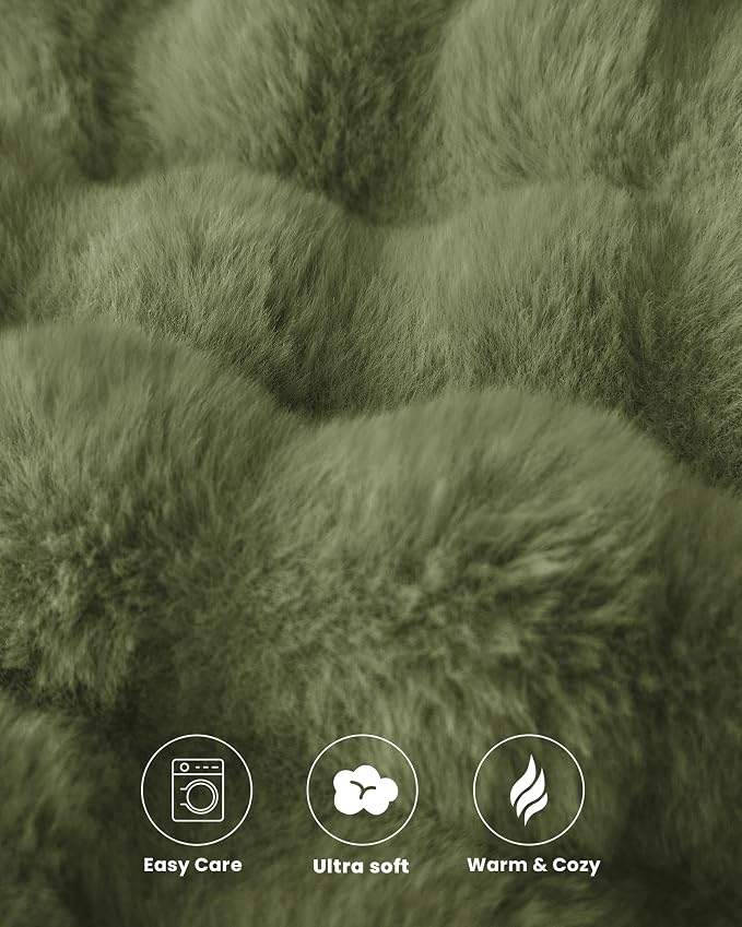 Ultra Soft Cozy Faux Fur Throw Blanket, Fuzzy Plush Thick Bubble Blanket - Image 5