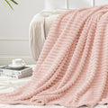 BEDELITE 3D Ribbed Light Pink Fleece Throw Blanket by BEDELITE