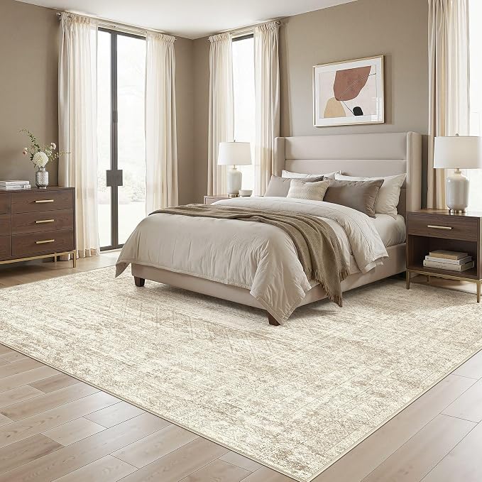 UERMEI Square Area Rugs : Washable 10x10 Neutral Modern Abstract Carpet - Image 3