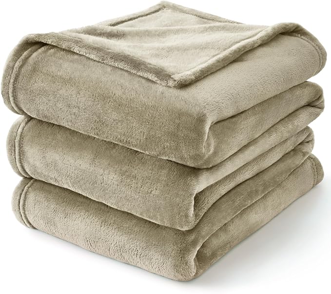 BEDELITE Fleece Blanket Soft Plush Twin Size Blanket Linen Brown 60"x80" | - Image 9