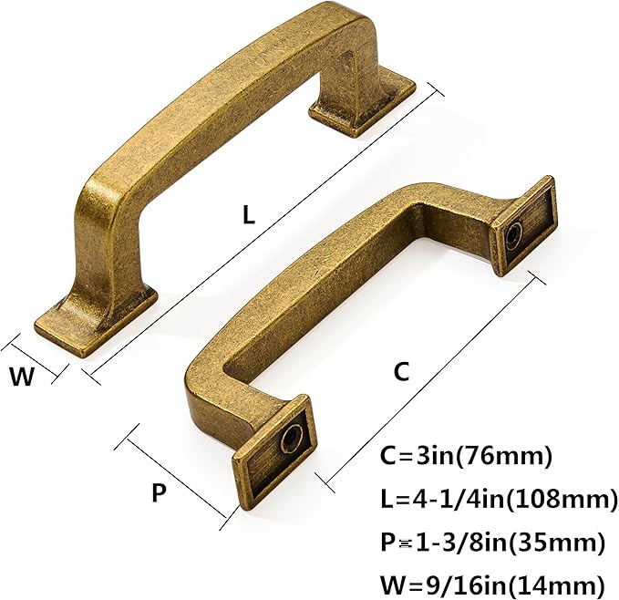 khtumeware 6 Pack 3 Inch Antique Brass Cabinet Pulls Vintage Drawer Pulls Kitchen Cabinet Hardware Kitchen Handles for Cabinets Cupboard Handles Drawer Handles