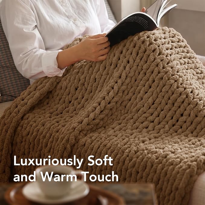L'AGRATY Chunky Knit Throw Blanket - Image 4