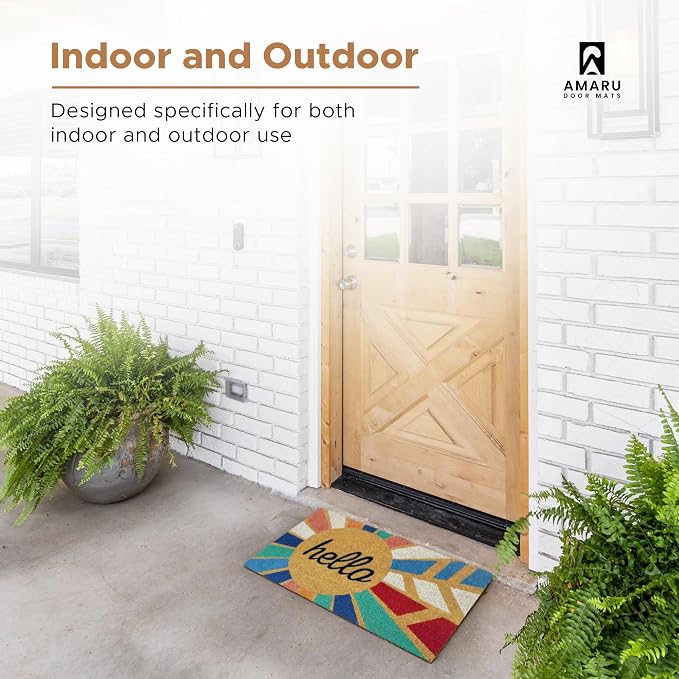 Coir Welcome Mat, Hello Colorful, 17 x 29 in | 100% Natural Coir, Anti-Shedding - Image 5