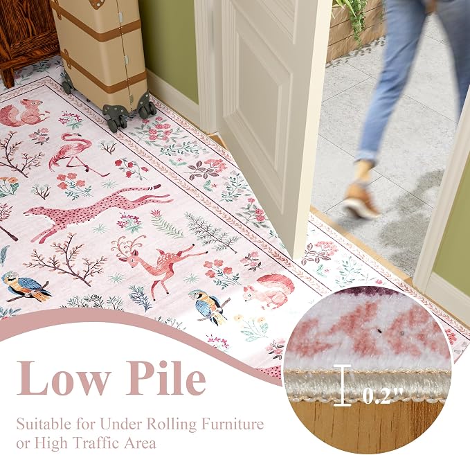 DUKINO 2x8 Washable Runner Rug, Non Slip Animal Kitchen Runner Rug, Low Pile - Image 7