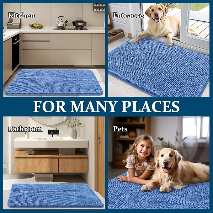 OLANLY Dog Door Mat for Muddy Paws 44x24, Super Absorbent Chenille Mud Mat | - Image 8