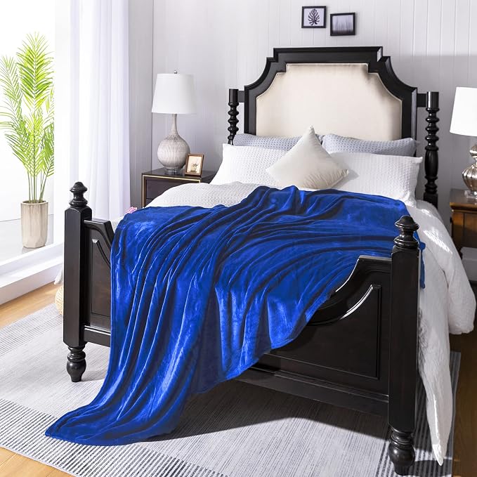 Royal blue Fleece Plush Throw Blanket 108"x90"for Couch Fuzzy Cozy Flannel | by JIAHANNHA