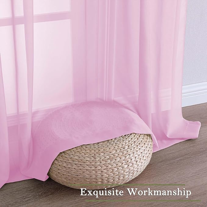 Light Pink Sheer Curtains for Bedroom 84 Inches Long 2 Pcs, Modern Farmhouse - Image 7