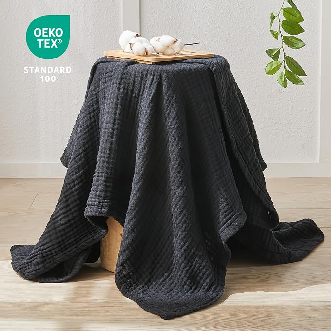 EMME Muslin Blankets for Adults Throw Blanket for Couch Breathable Gauze Soft - Image 3