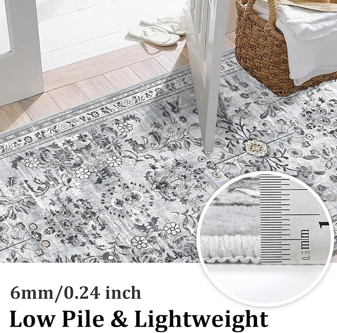 Yamaziot 2x8 Washable Hallway Runner Rug Non Slip Floral Carpet, Stain Resistant - Image 3