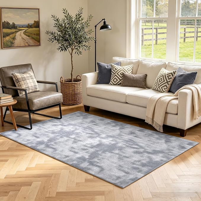 3x5 Tie-dye Light Grey Area Rug Washable Non-Slip Soft by Unknown