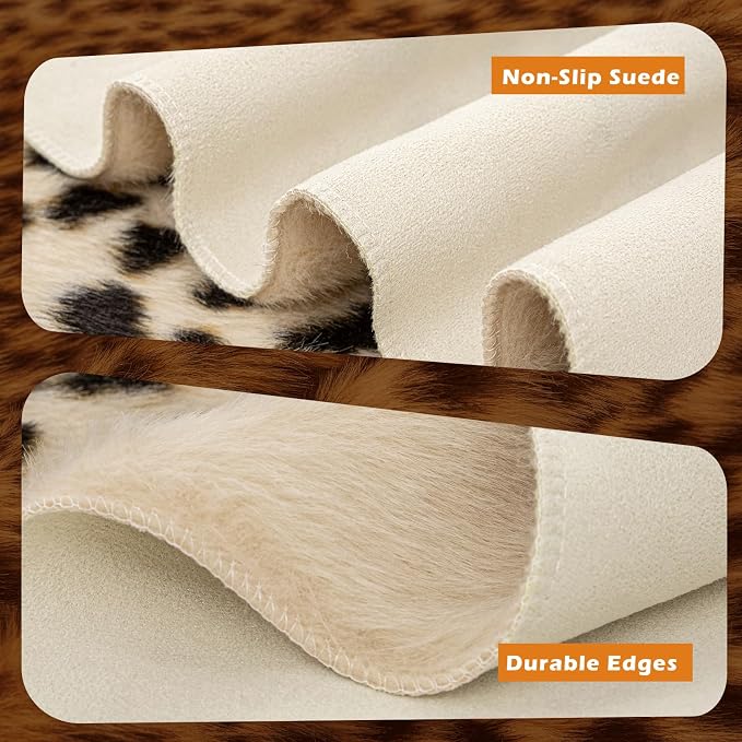 Leopard Print Rug, Cheetah Rugs 5.2x6.8ft Large Faux Cowhide Hide Skin Rug - Image 4