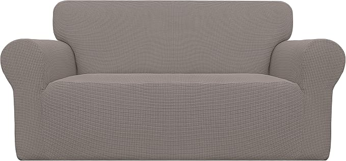 Easy-Going Stretch Loveseat Couch Covers Washable Taupe | 1-Piece Loveseat by Easy-Going