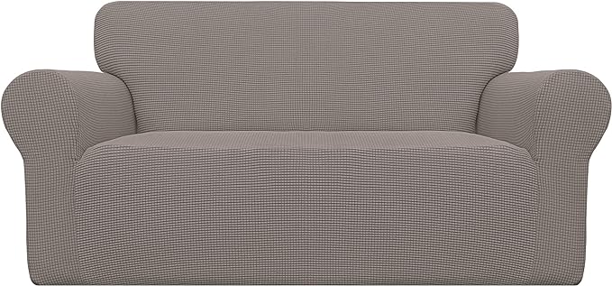 Easy-Going Stretch Oversized Loveseat Couch Covers Washable Taupe | 1-Piece by Easy-Going