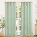 YoungsTex Sage Green Curtains, Linen Semi Sheer Drapes 84 Inch Long 2 Panel | by YoungsTex