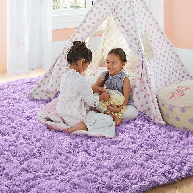Fluffy Soft Purple Rug 5x7 Ft, Shaggy Rugs - Image 2