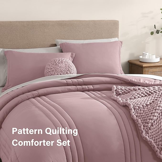 Monbix Full Comforter Set - 7 Pieces Bed in a Bag Full Size Bedding Sets with Comforters, All Seasons Down Alternative Comforter with Sheets,Pillowcases & Shams