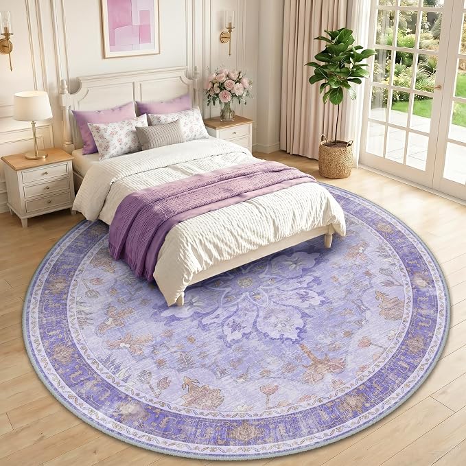 RELEANY Washable Area Rug, Round 10ft, Water Repellent, Pet Friendly, Vintage - Image 2