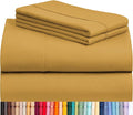 LuxClub 4 PC California King Sheet Set, Breathable Luxury Bed Sheets, Deep Pockets Wrinkle Free Cooling Sheets Machine Washable Hotel Bedding Silky Soft - Medallion Gold Cal King