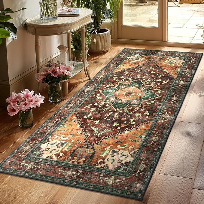Yamaziot Washable Runner Rug, 3x6 Non-Slip Boho Vintage Hallway Kitchen Rug | by Yamaziot