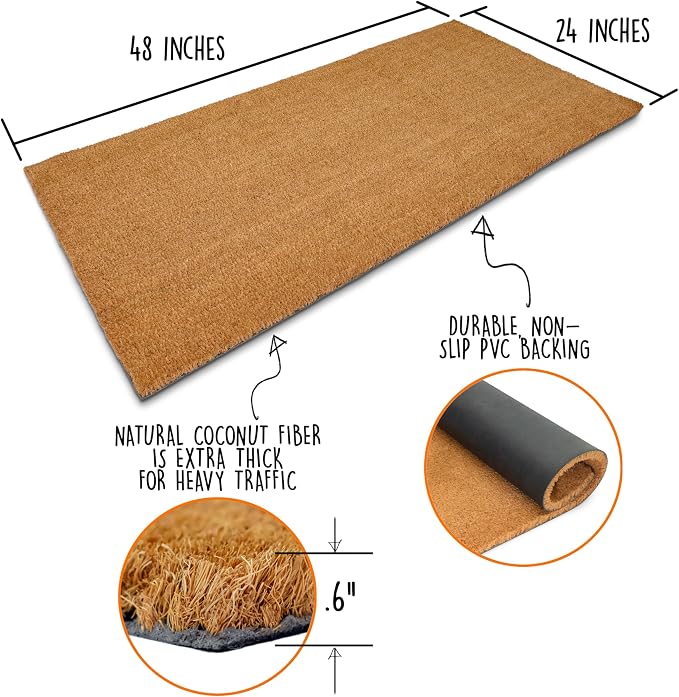 Blank Welcome Mat 48x24 Inch, Coir Door Mat - Image 2