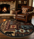 Rustic Round Rug 4ft, Washable Circle Rug by YIHOUSE