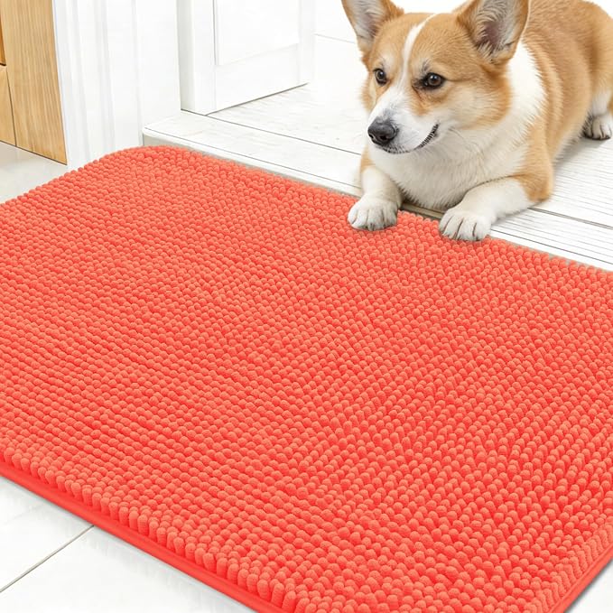 OLANLY Dog Door Mat for Muddy Paws 24x16, Super Absorbent Chenille Mud Mat | by OLANLY