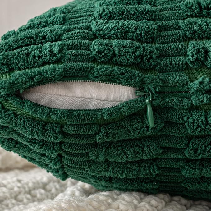 MIULEE Corduroy Decorative Throw Pillow Covers 18x18 Dark Green Pack of 2 | - Image 5
