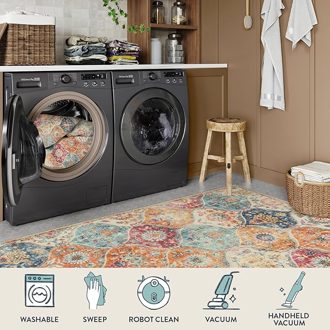 Lahome Moroccan Trellis Washable Rug, 2x3 Kitchen Rugs - Image 4