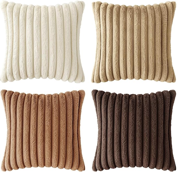 MIULEE Faux Fur Plush Decorative Throw Pillow Covers 18x18, Soft Boho Farmhouse - Image 8
