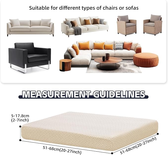 8Pcs Patio Cushion Covers, Outdoor Stretch Cushion Covers, Washable | Stretch - Image 2