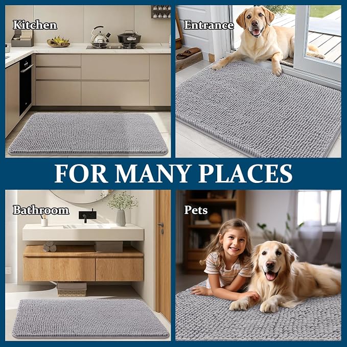 OLANLY Dog Door Mat for Muddy Paws 36x24, Super Absorbent Chenille Mud Mat | - Image 8