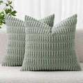 MIULEE Euro Sham Corduroy Decorative Throw Pillow Covers 22x22 Grey Green | by MIULEE