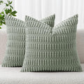 MIULEE Corduroy Decorative Throw Pillow Covers 20x20 Grey Green Pack of 2 | by MIULEE