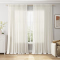 Cream Extra Wide Linen Curtains by Nanspring
