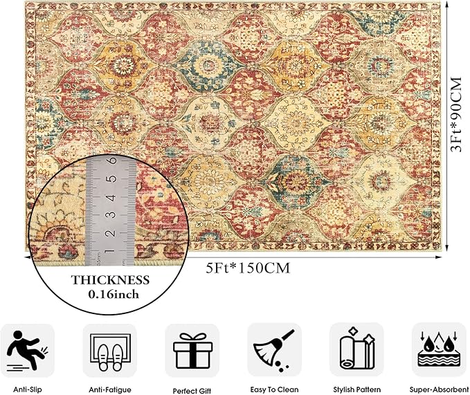 Lahome Moroccan Washable Small Area Rug, 3x5 Rug - Image 2