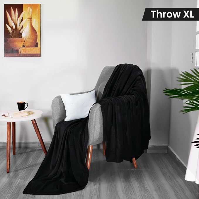 Utopia Bedding Soft Fleece Bed Blanket Throw XL Size Black | Microfiber Plush - Image 2