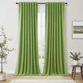 Lime Green 100% Blackout Linen Curtains 108 Inch Length 2 Panels Set by Guken