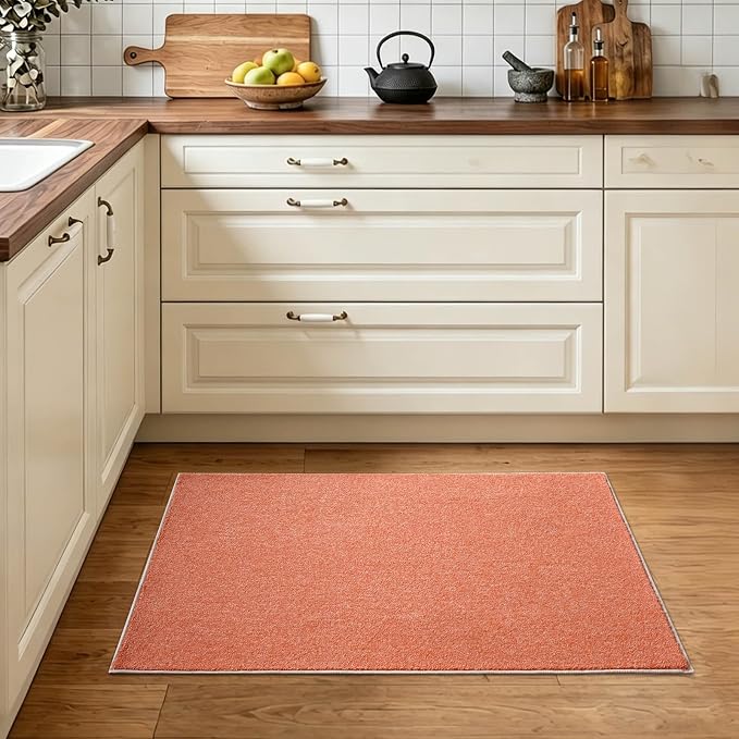 2x3 Orange/White Area Rug Washable Non-Slip Soft - Image 2