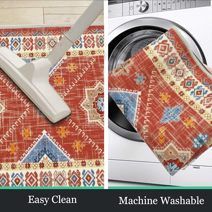 HEBE Boho Kitchen Rugs Set of 3, Non Slip Washable Kitchen Mats - Image 5