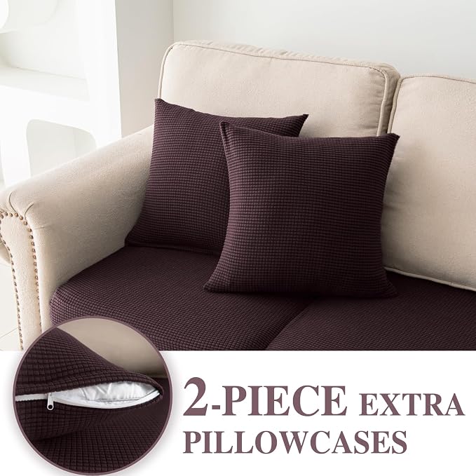 LA MEACK Couch Cushion Covers for Sectional Sofa L Shape Washable Separate Seat - Image 3