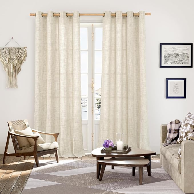 YoungsTex 108 Inches Long Linen Curtains 2 Panels Set, Floor Length Drapes - Image 2