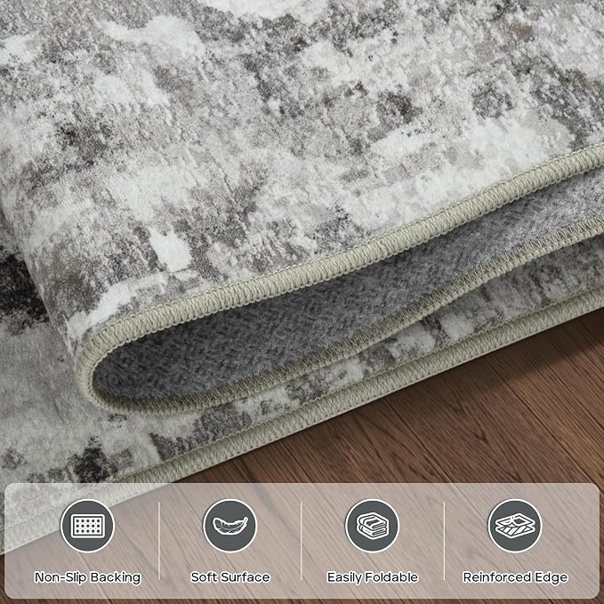 8x10 Area Rugs for Living Room Bedroom Dining Room Washable Black Gold | Soft - Image 4
