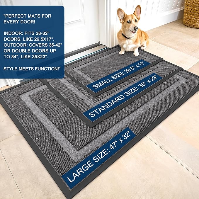 OLANLY Front Door Mat Outside 71x23, All-Season Heavy-Duty Rubber Doormat | - Image 2